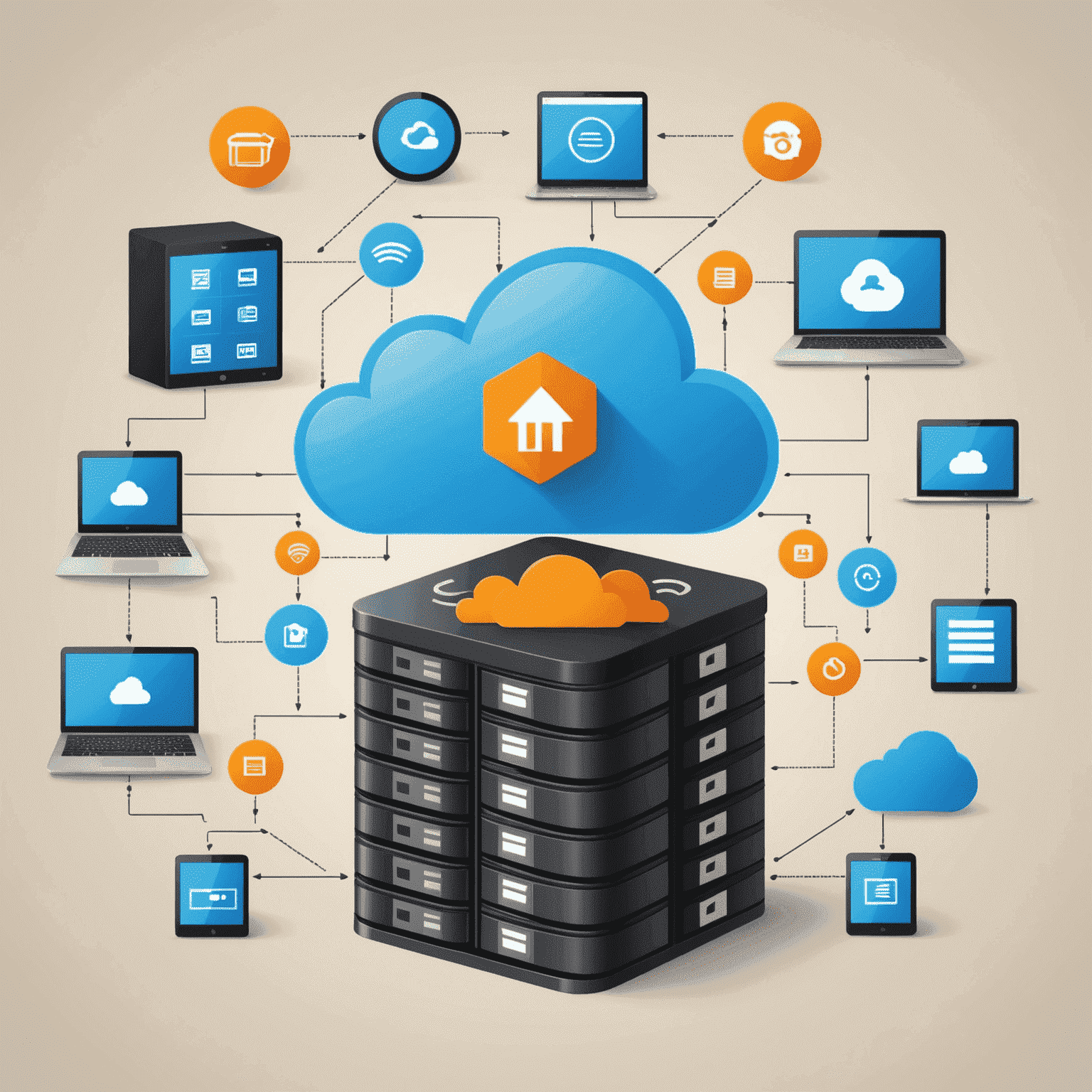 Illustration showing the importance of website backups, with icons representing data backup, cloud storage, and disaster recovery