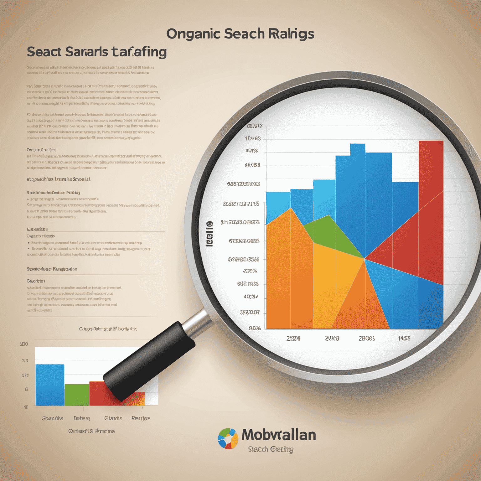 A graph showing improved search engine rankings and increased organic traffic